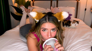 ASMR Hot NEKO CAT GIRL TAKES CARES OF YOUR EARS LICKING LONG TONGUE MEOW CorneliustheCat ASMR