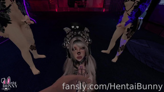 Bukkake Bunny Drools on Multiple Cocks ~