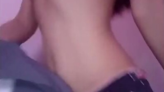 teen smacking tits while grinding on pillow for daddy