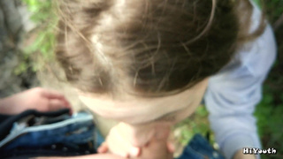 Russian Slut Make Blowjob Outdoor after University - hiyouth