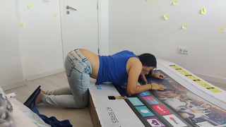 Fucking my stepmom through a hole in a box, she thought it was my dad