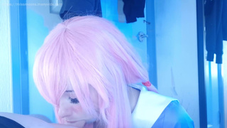 honry yandere girl gives rough blowjob, bounces her big ass in reverse cowgirl, multiple cum on ass