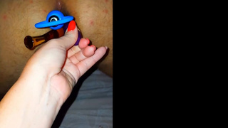 I penetrated my hubby's ass with three vibrators at once. How did they fit in it?