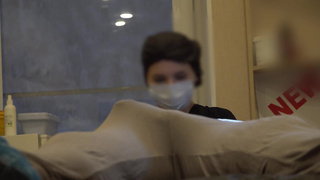 Bulge dick flash at a beautician appointment