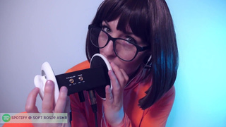 SFW ASMR Velma Cosplay Ear Licking - PASTEL ROSIE Ear Eating - Tingly Scooby Doo 3Dio Microphone POV