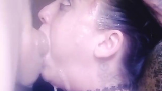 Super soaked facefucking in a chair for BALLS DEEP THROAT PIE EXPLOSION
