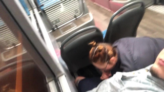 Public exhibitionist sex. Blowjob on an electric scooter