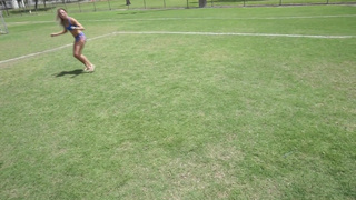 Lora gives Soccer Coach a very Public Handjob