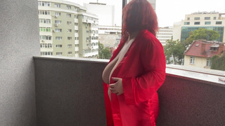 smoking naked on the balcony