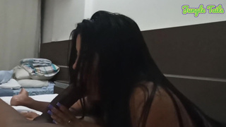 Hot slutty Latina teen stepsister sucking and fucking big black dick interracial