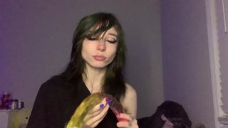 dumb emo spits n explores new gummy worm double dildo