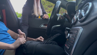 DickFlash! The girl I like jerks me off in public after leaving the gym