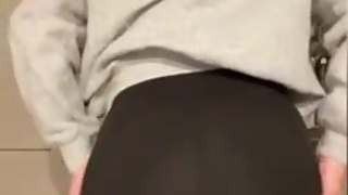 Girl Bending Over in Yoga Pants and No Panties