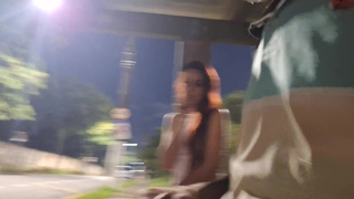 Risky masturbation at the bus stop next to the hot girl!