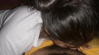 Young latina 18 sucks my cock secretly from her boyfriend, what a rich blowjob