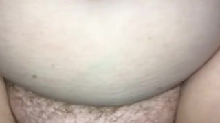 BIG TIT CHUBBY HOUSEWIFE GETS CUM SHOT ONTO HER CHUBBY BELLY AND HAIRY PUSSY
