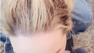 Outdoor blowjob with facial