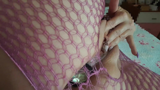 Part 3: Alone in my bed with a pink catsuit. Do you want to cum on my pussy and my ass?