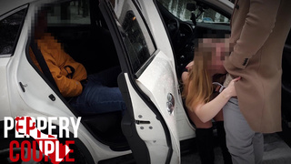 Cuckold watches his girlfriend get mouth fucked and swallows all his cum