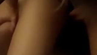 Hot wife rubs on lover's cock without condom and he cums at pussy entrance