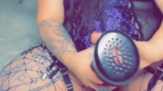 Purple people pegger. Dirty talk, butt plug and toys