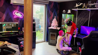 Delivery guy cums in my pussy while my husband watches