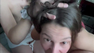 Public ffm Threesome on New Orleans garden district balcony Loyola sluts share cock