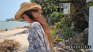 Hairy Pussy Gaping and Masturbating Outdoors