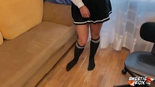 Schoolgirl Was Caught Masturbating Dildo and Facefucked and Hard Fucked - Cum On Glasses