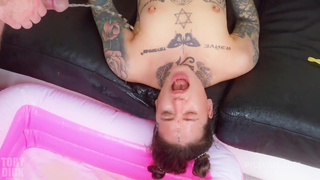 ANAL PISS SLUT Mari Galore gags on BIG OLD DICK - Rammed in her holes while she puts on a show