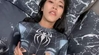 Petite Spider Girl can't hold her Horny side