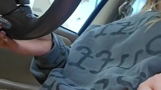 Natural Hairy Pussy Hottie Masturbates and Squirts in In and Out Drive Thru