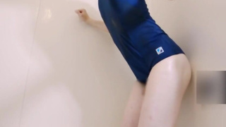 スク水女装ローションアナルオナニー大量射精 Japanese school swimsuit Sissy femboy lotion anal masturbation mass cum