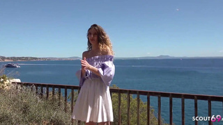 Holidaymaker Braces Candice With Small Tits Talk To Public Casting Sex At Magaluf On Mallorca