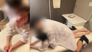 [cuckold]“Husband, I’m sorry…!”Nurse's wife is trained to dirty talk by doctor in hospital