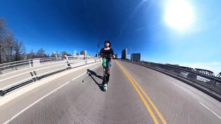 Short skirt on a scooter