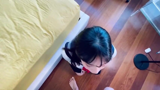 ALL POV - Horny Japanese Schoolgirl enjoys White Boyfriend's Cock
