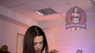 Luxury Club Shemale in Red Lingerie Strip & Fingering