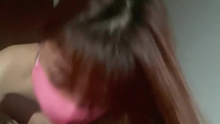 ノーパン＆ノーブラ♡コストコでお買い物デート！可愛い色白美少女に朝立ちちんこをフェラ抜きされて起床♡素人カップル/ごっくん/口内射精/女子大生/盗撮/露出/スリム/English subtitles