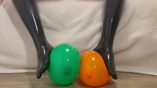 Balloons, latex, feet, high heel boots mesmerize you