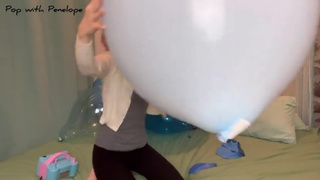 10 Nail POPS! Blowing up and Deflating Blue Balloons