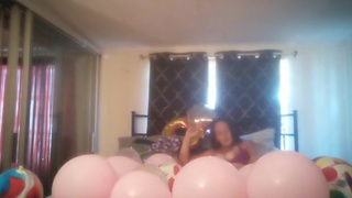 Roommate films me smoking and popping balloons in my bra and panties