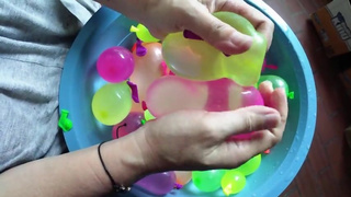 My excited hands playing with balloons