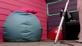 the maid vacuums the room and the master's cock with the vacuum cleaner 4K Kira Loster