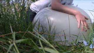 Outdoor Balloon fuck and cum