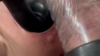 Pussy balloon stretching and cock pump