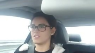 Teen piercing nipple Flash on the road - Flash en voiture by Vic Alouqua