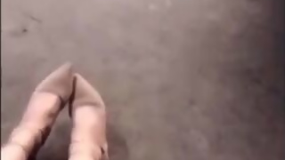 cute exhibicionist asian ladyboy masturbating her dick in public