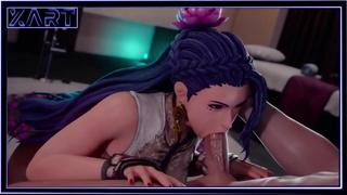 Хентай девушка с голубыми волосами трахаеться с большим членом