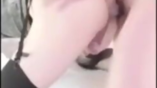 Asian ladyboy slut sucking a super small japs cock and then getting it up the asshole